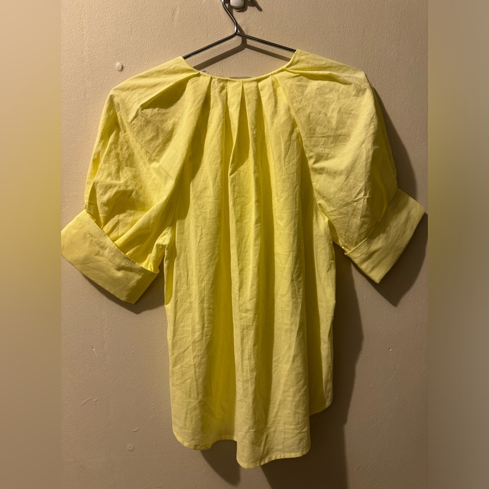 A.L.C. Carey Pleat Poplin Top in Canary Yellow size 2 - Picture 3 of 12